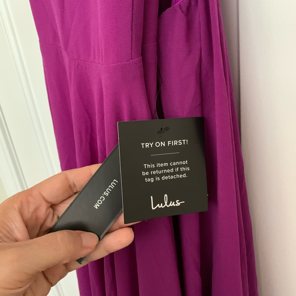Lulu’s cross crossed back formal dress, fuchsia